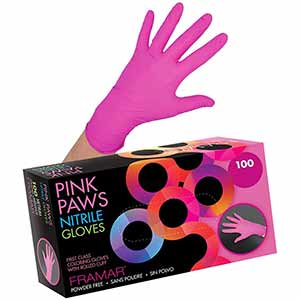 Product image for Framar Pink Paws Nitrile Gloves 100 ct Small