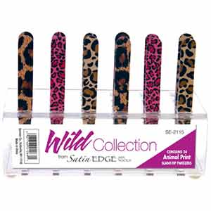 Product image for Animal Print Slat Tip Tweezer Display 24 ct