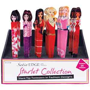 Product image for Starlet Collection Slant Tip Tweezer Display 24 ct